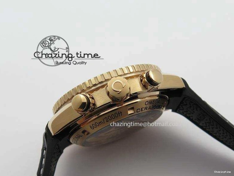 0215 Breathable Seamaster Professional Chrono RG Black Ceramic Black Dial On Black Gummy Strap A 8214